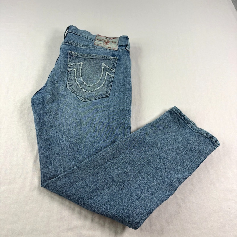 True Religion Jeans Mens 36x31 Blue Geno Relaxed Slim Fit Stretch Denim